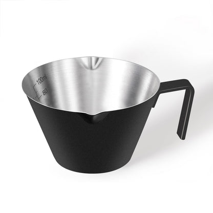 Stainless Steel Espresso Cups, Espresso Accessories, Double Spout Metal Measuring Cup with Dual Scale, Espresso Shots Cup with Handle, Coffee Bean Weighing ,3.4OZ/100ML